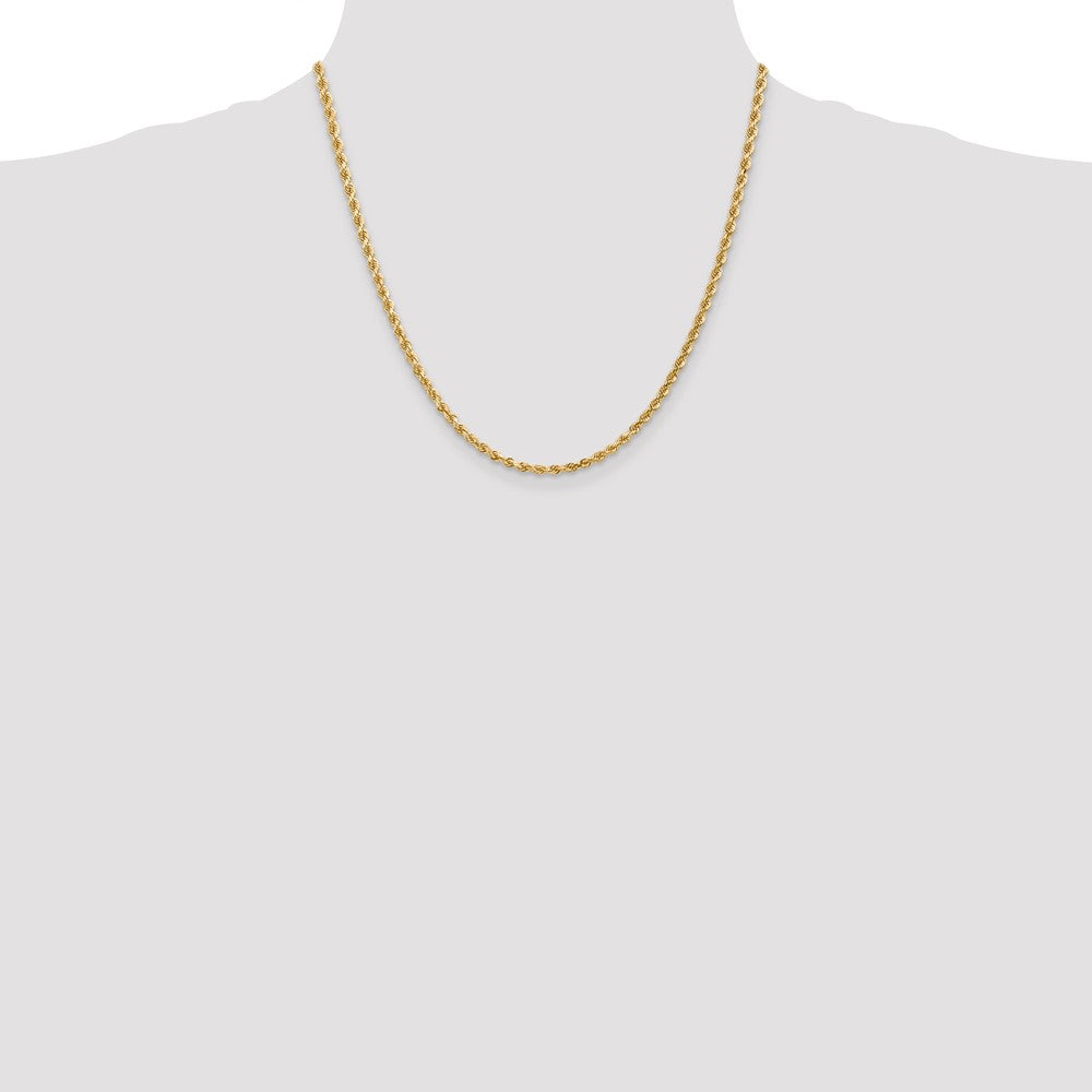 14K 20 inch 3mm Diamond-cut Rope with Lobster Clasp Chain - Detail View 4