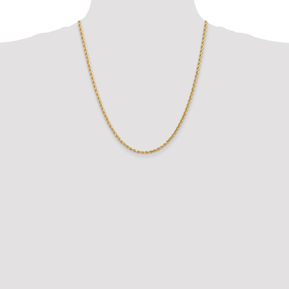 14K 22 inch 3mm Diamond-cut Rope with Lobster Clasp Chain - Detail View 4