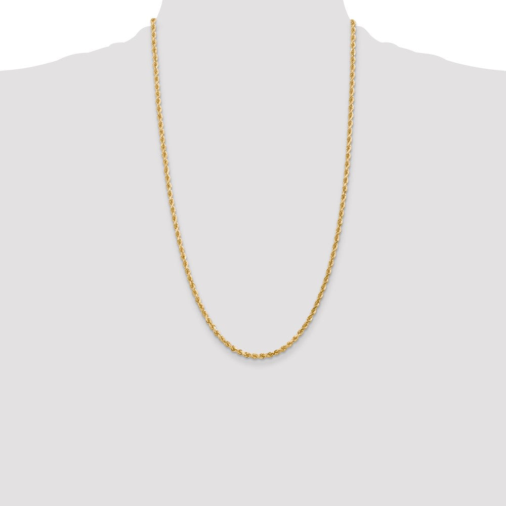 14K 26 inch 3mm Diamond-cut Rope with Lobster Clasp Chain - Detail View 4