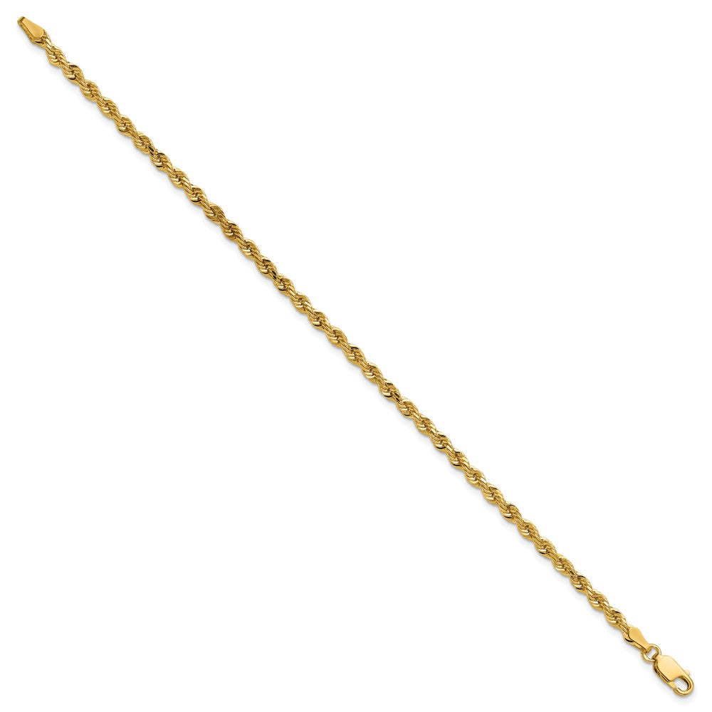 14K 9 inch 3mm Diamond-cut Rope with Lobster Clasp Chain - Detail View 2