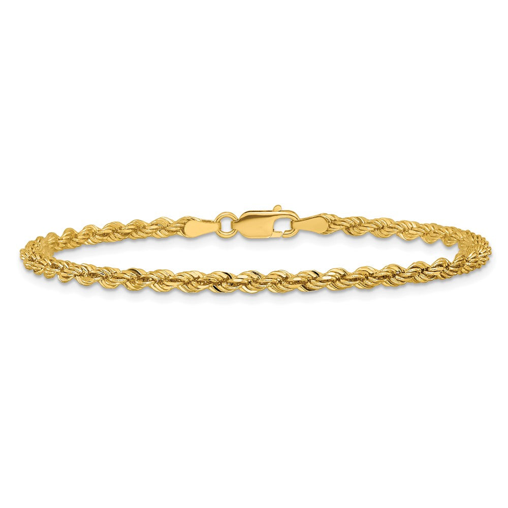 14K 9 inch 3mm Diamond-cut Rope with Lobster Clasp Chain - Detail View 4