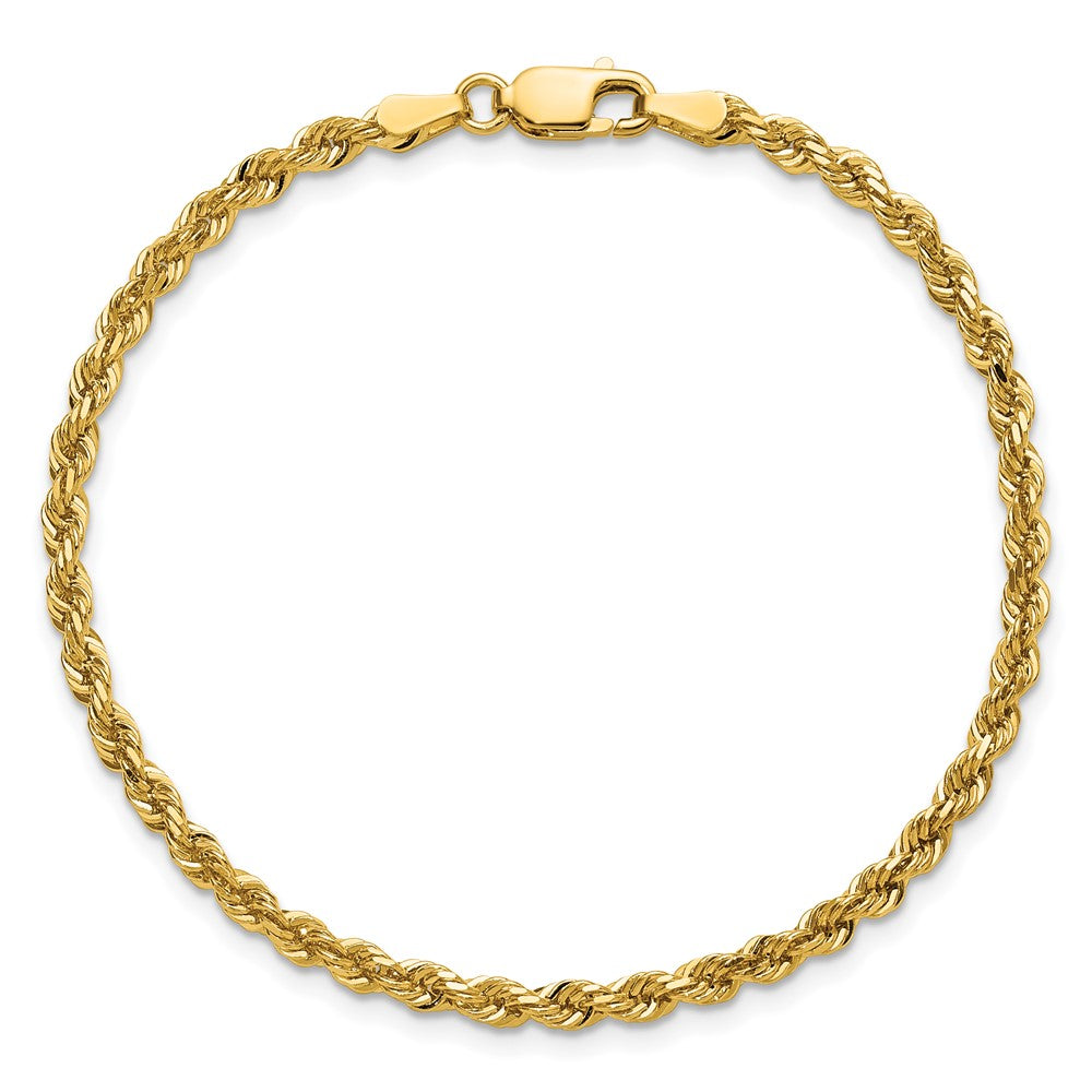14K 9 inch 3mm Diamond-cut Rope with Lobster Clasp Chain - Detail View 5