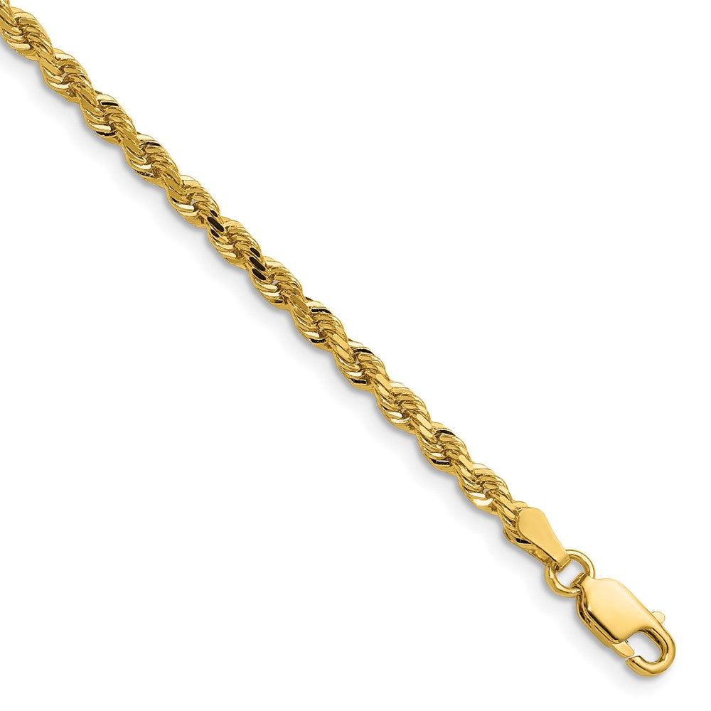 14K 36 inch 3mm Diamond-cut Rope with Lobster Clasp Chain - 14k Yellow Gold (Length: 36, Width: 3)