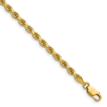 14K 30 inch 3.25mm Diamond-cut Rope with Lobster Clasp Chain - 14k Yellow Gold (Length: 30, Width: 3.25)
