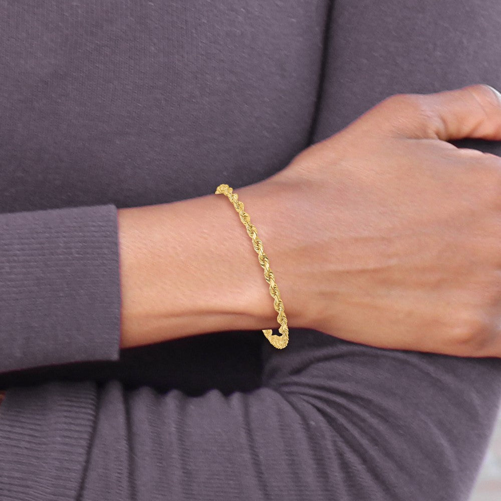 14K 8 inch 3.5mm Diamond-cut Rope with Lobster Clasp Chain - Detail View 4