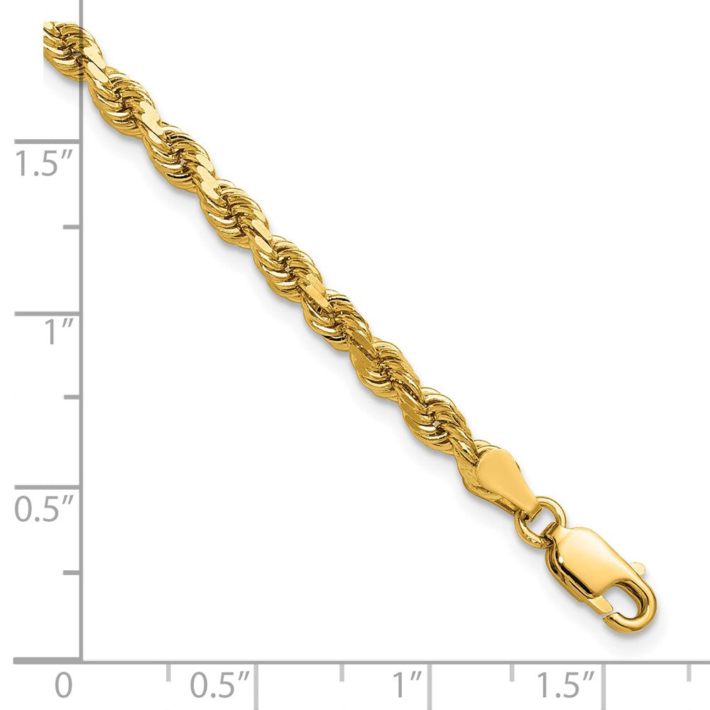 14K 9 inch 3.75mm Diamond-cut Rope with Lobster Clasp Chain - Detail View 3