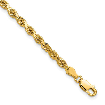14K 9 inch 3.75mm Diamond-cut Rope with Lobster Clasp Chain - 14k Yellow Gold (Length: 9, Width: 3.75)