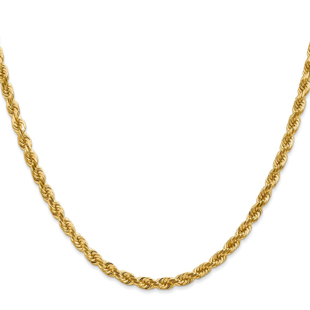 14K 30 inch 4mm Diamond-cut Rope with Lobster Clasp Chain - 14k Yellow Gold (Length: 30, Width: 4)