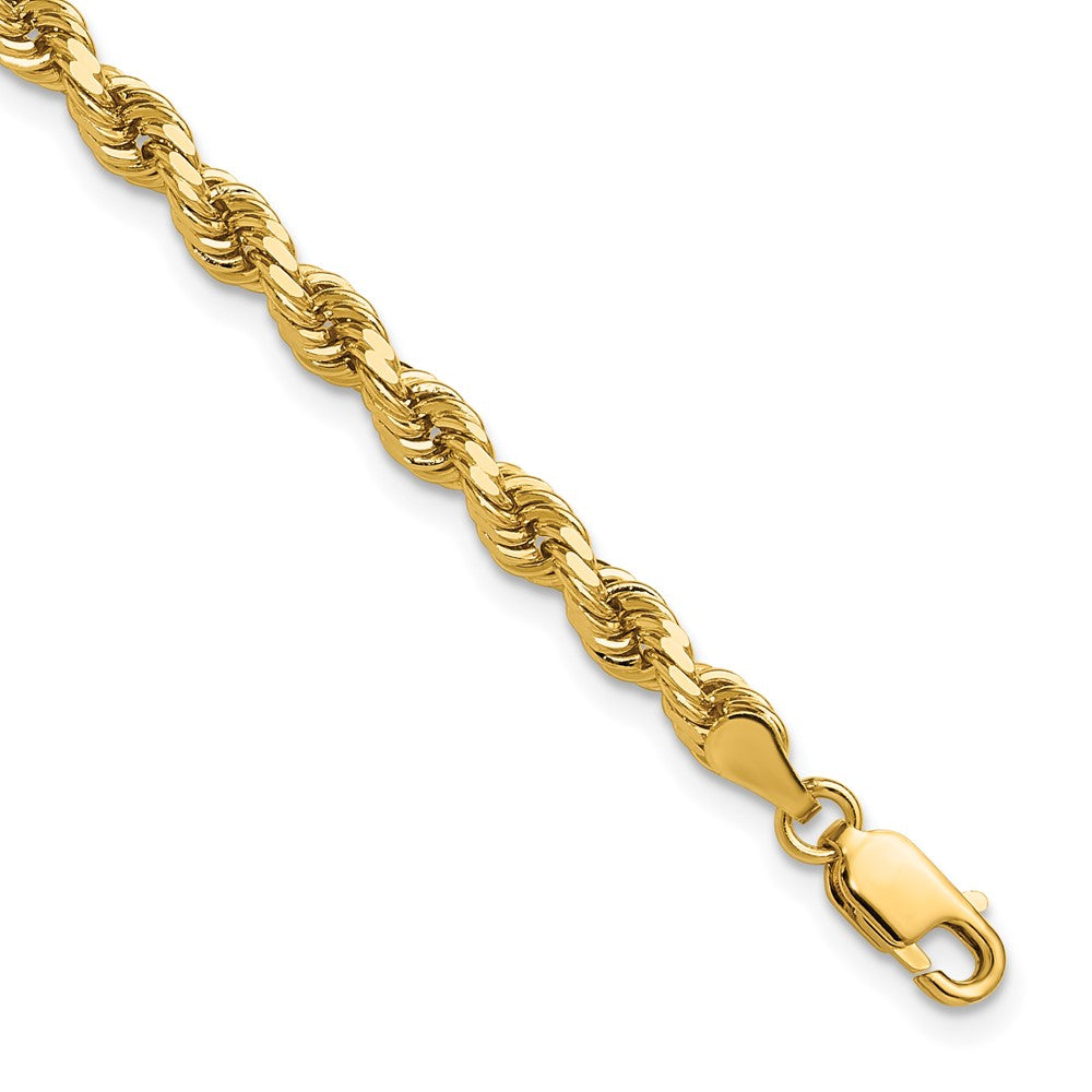 14K 7 inch 4mm Diamond-cut Rope with Lobster Clasp Chain - 14k Yellow Gold (Length: 7, Width: 4)