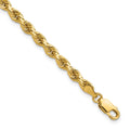 14K 7 inch 4mm Diamond-cut Rope with Lobster Clasp Chain - 14k Yellow Gold (Length: 7, Width: 4)