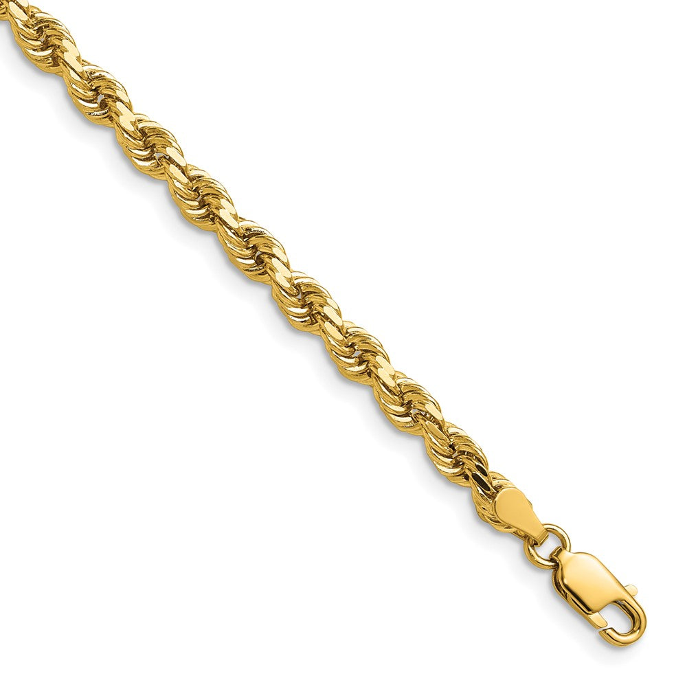 14K 16 inch 4mm Diamond-cut Rope with Lobster Clasp Chain - 14k Yellow Gold (Length: 16, Width: 4)
