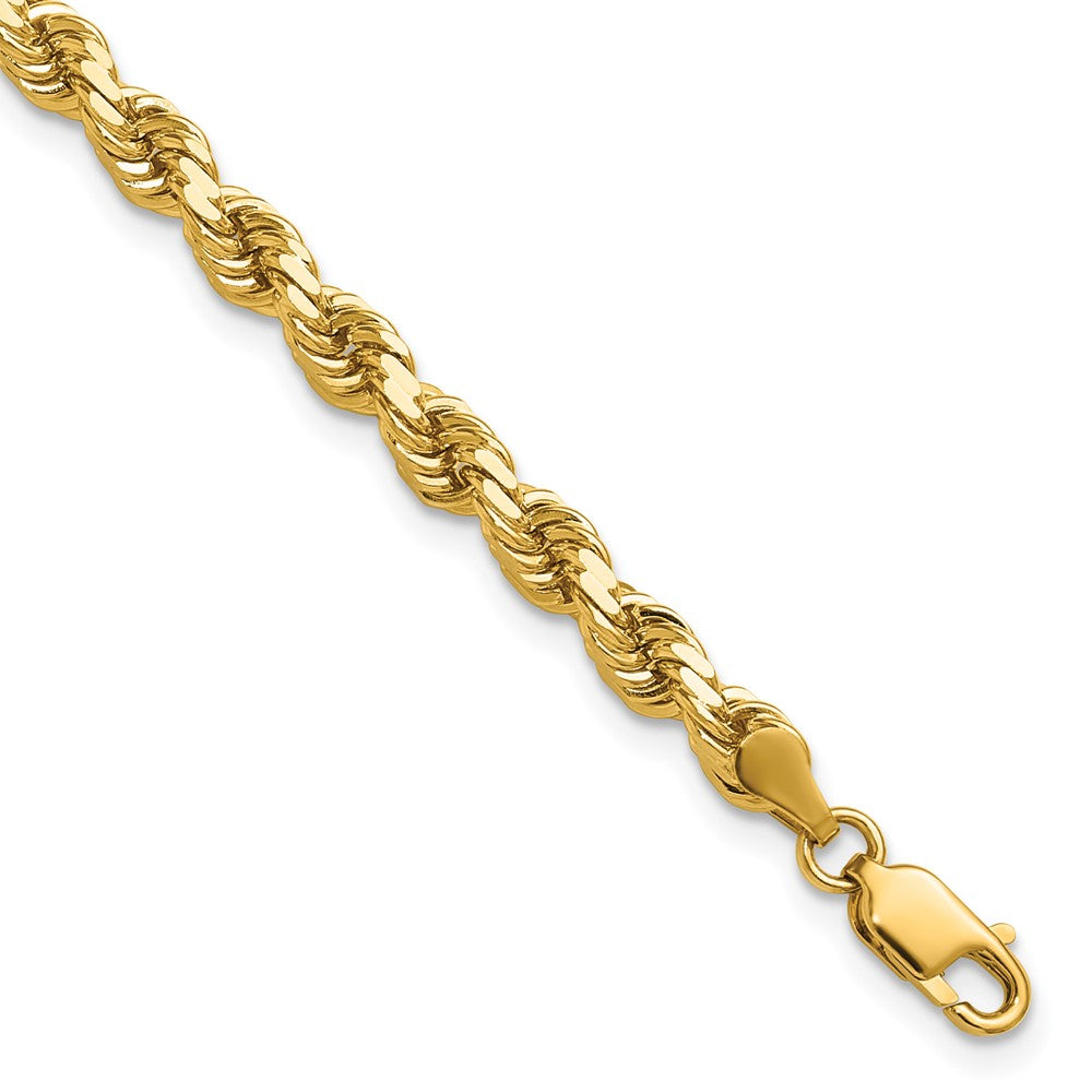 14K 9 inch 4.25mm Diamond-cut Rope with Lobster Clasp Chain - 14k Yellow Gold (Length: 9, Width: 4.25)