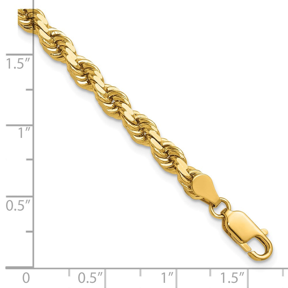 14K 9 inch 4.5mm Diamond-cut Rope with Lobster Clasp Chain - Detail View 3